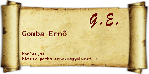 Gomba Ernő névjegykártya